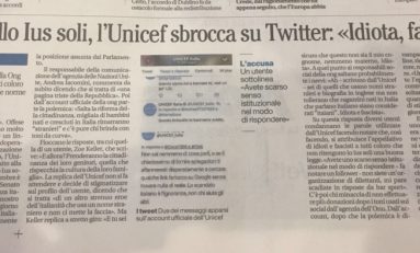 Il Mattino. Flop Ius soli, l'Unicef sbrocca su Twitter: 'Idiota, fascista'